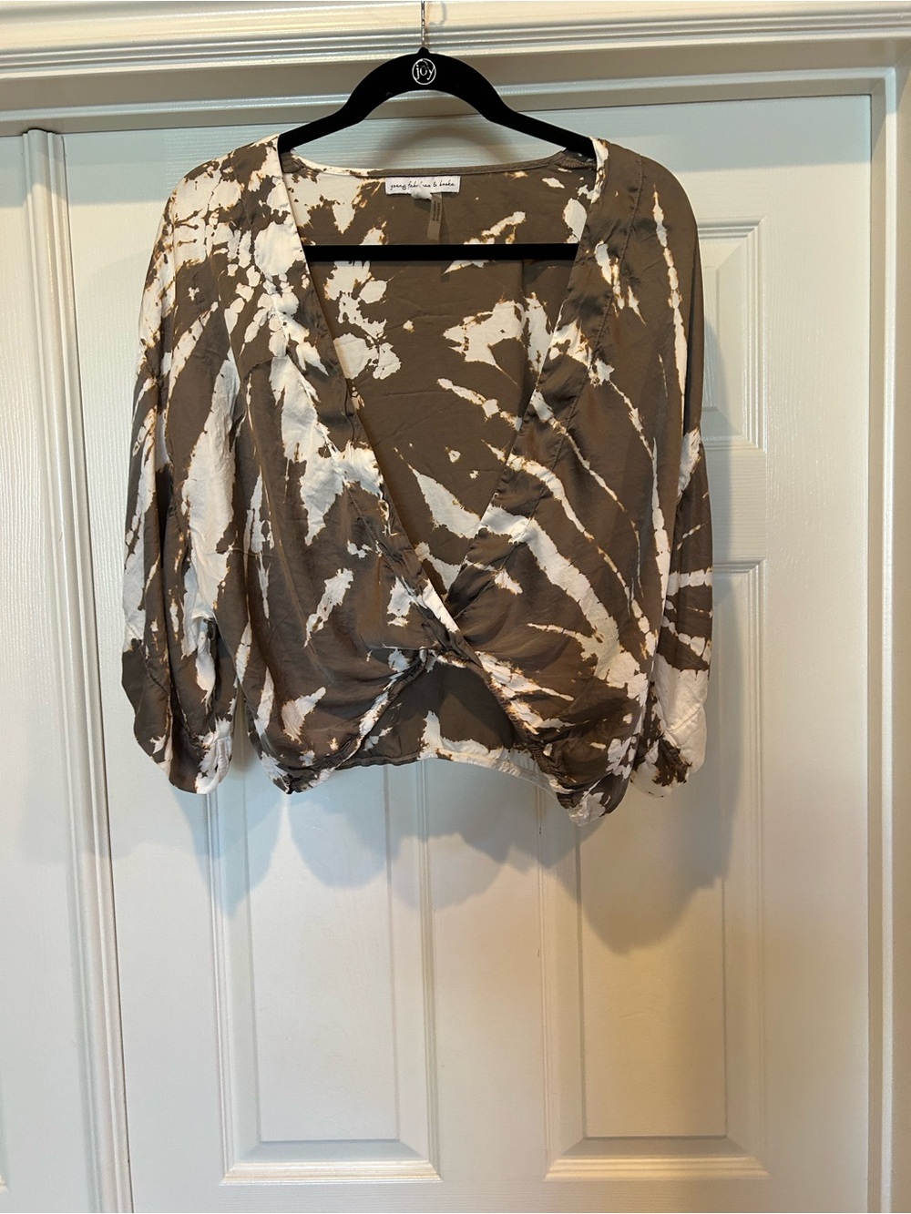 Young, Fabulous and Broke Tie-Dye Wrap Front Cropped Blouse, EUC, Sz S